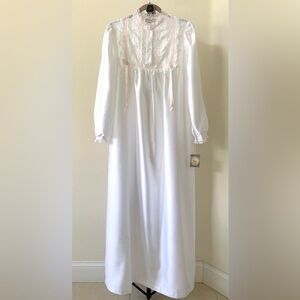 Vintage Christian Dior Long White Nightgown with Lace Bib Size Small